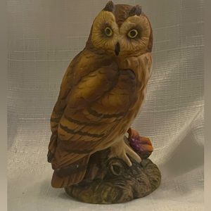 1986 Andrea Sadek Short Eared Owl Branch Figurine 7682 made in Japan Life Like